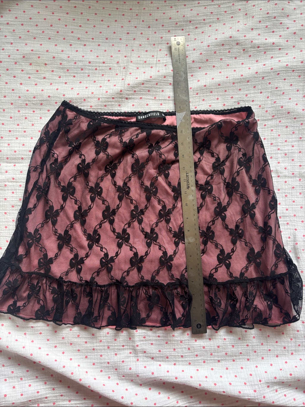 Dangerfield Black Lace Overlay Pink Skirt